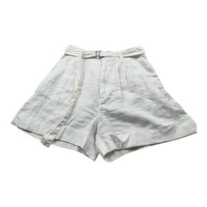 Joie White Linen High Waist Belted Shorts Women's Size 6 Pleated Summer